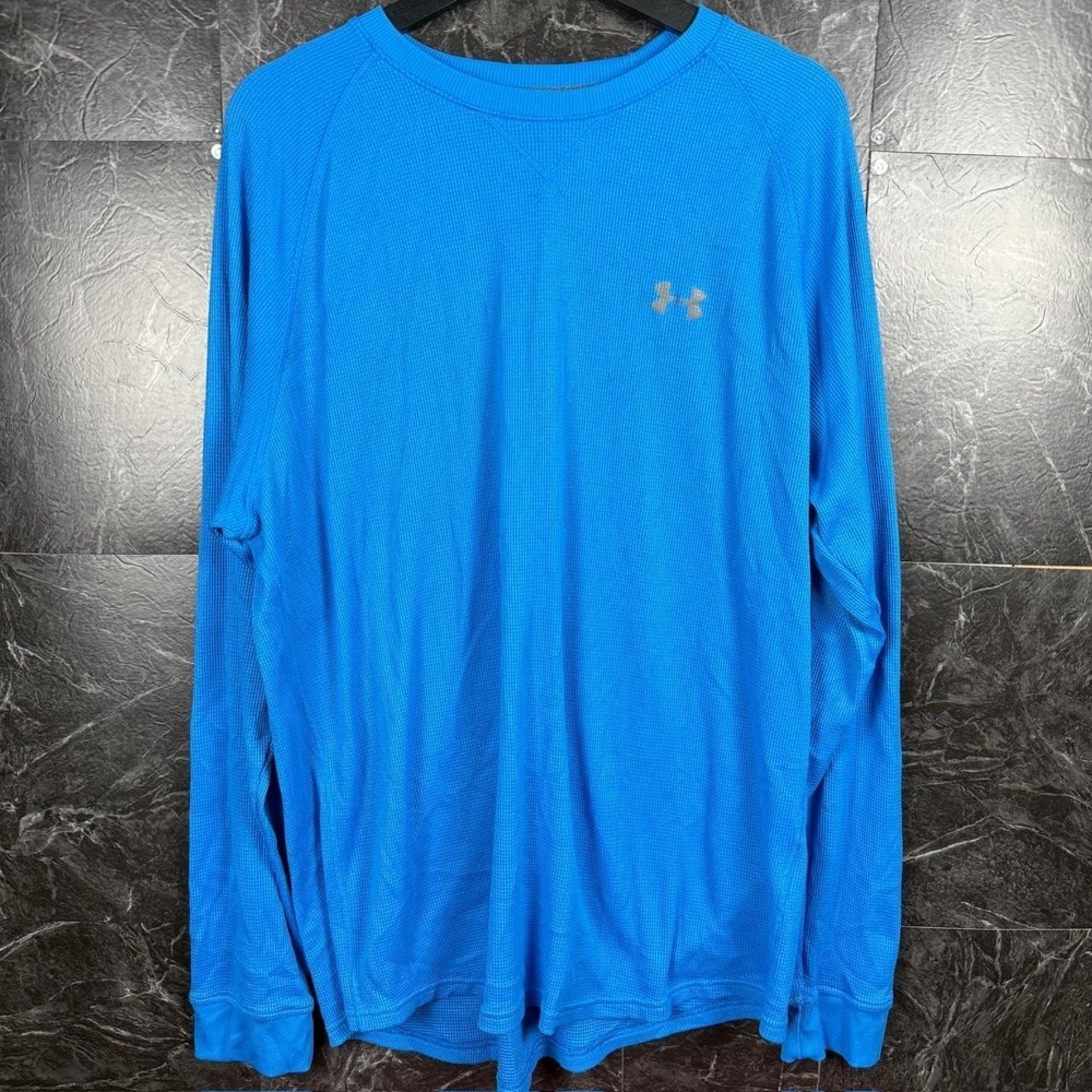 Under Armour Blue Retro Tech Thermal Waffle Running Sleeve Shirt 2XL
